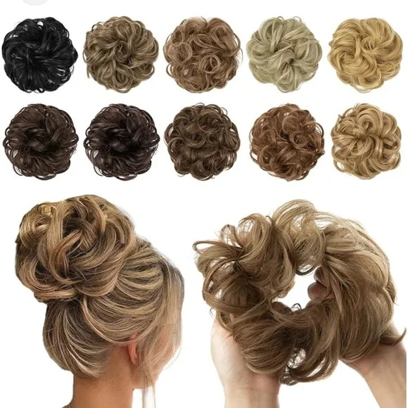 Qunlinta Messy Hair Bun Thick Updo Scrunchies Ponytail Extension blonde - Picture 3 of 8